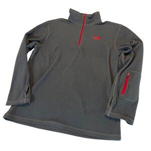 The North Face Mens Fleece Pullover M Gray With Red Accents